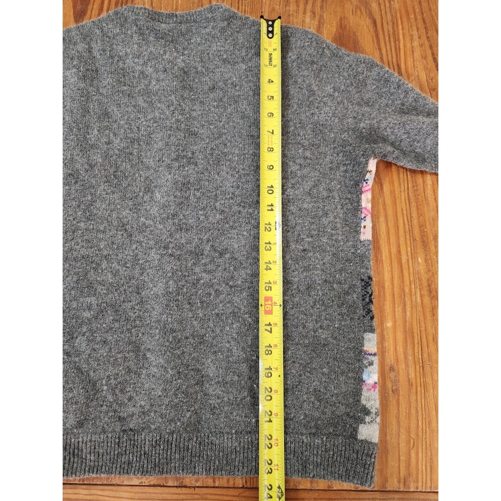 Liz Claiborne Sport Patchwork Cardigan Sweater Gray Wool Rabbit Hair Angora Med - Picture 10 of 11